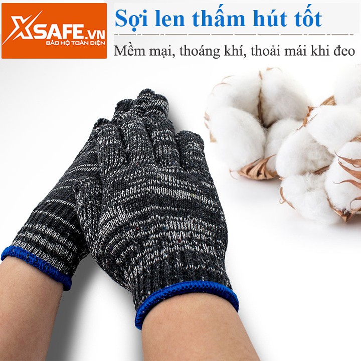 Găng tay bảo hộ sợi len 80g găng tay sợi len muối tiêu chống trơn trượt, thao tác linh hoạt, không hầm bí (loại dày)