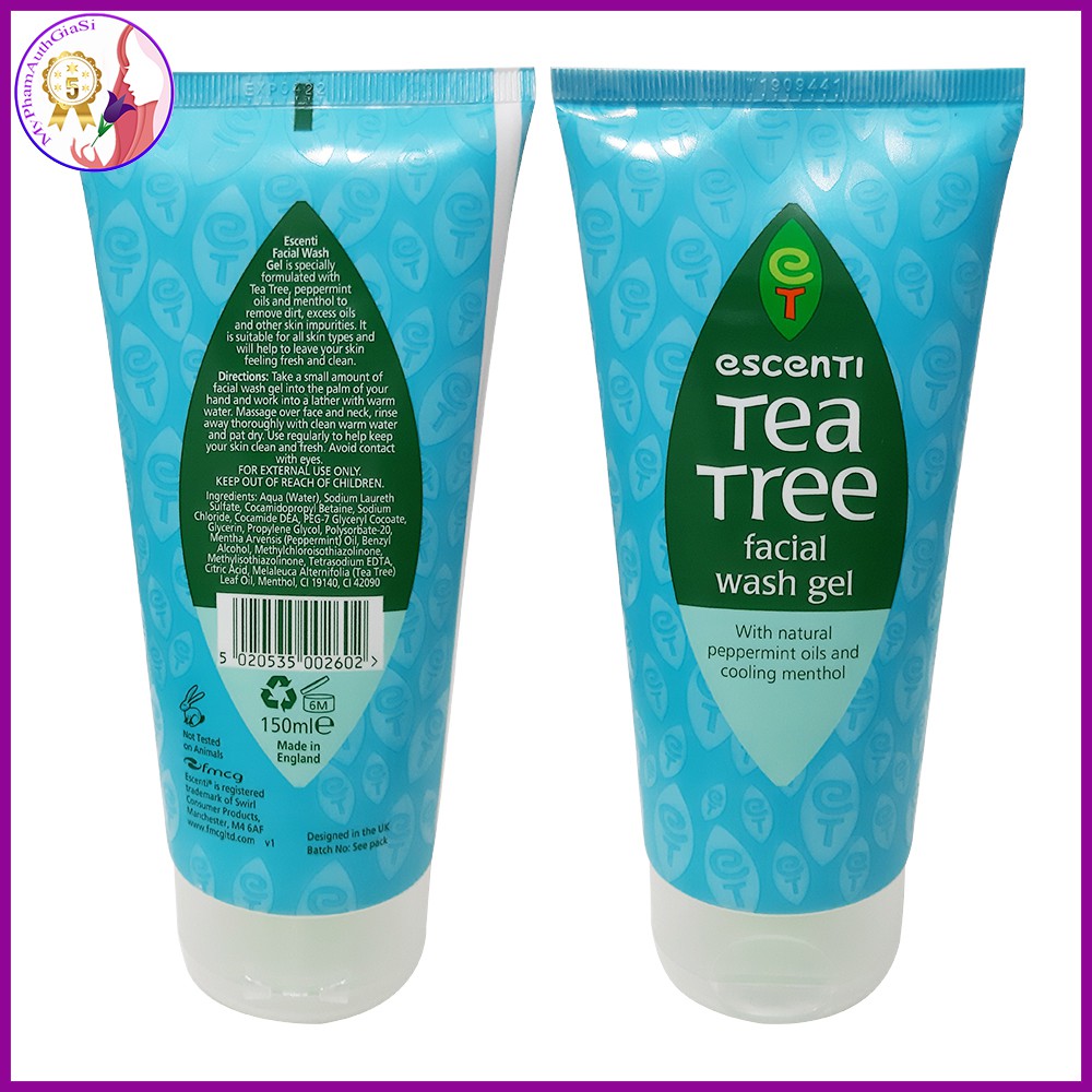 Gel rửa mặt tinh chất tràm trà escenti tea tree 150ml