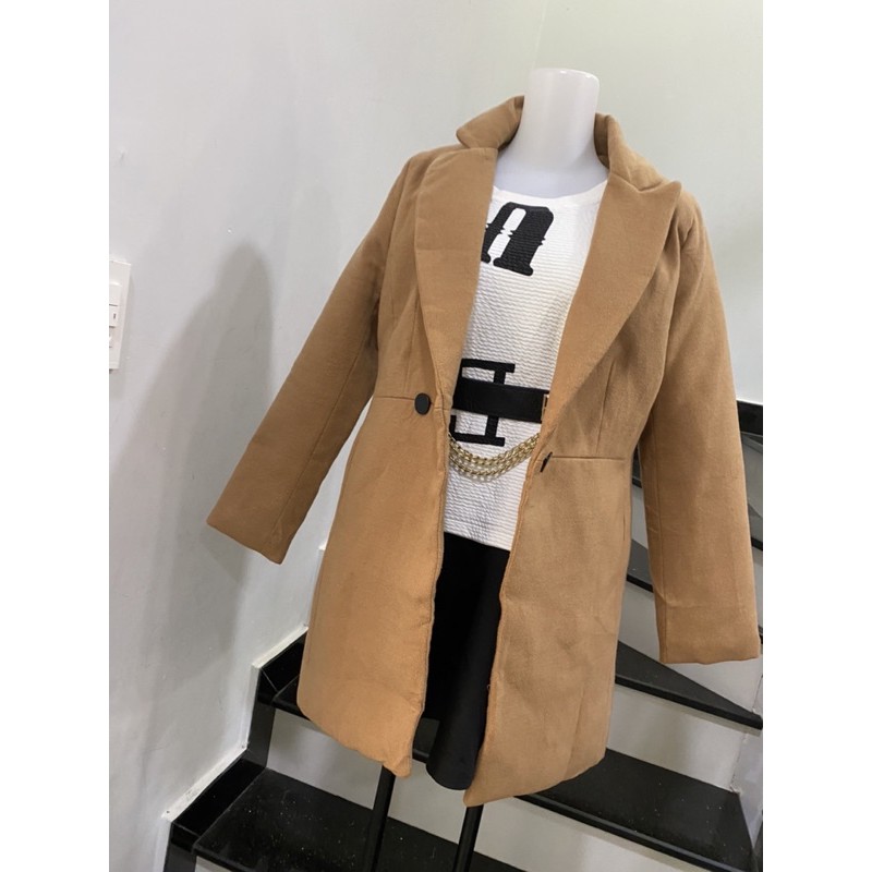 áo khoát dạ màu nâu bò