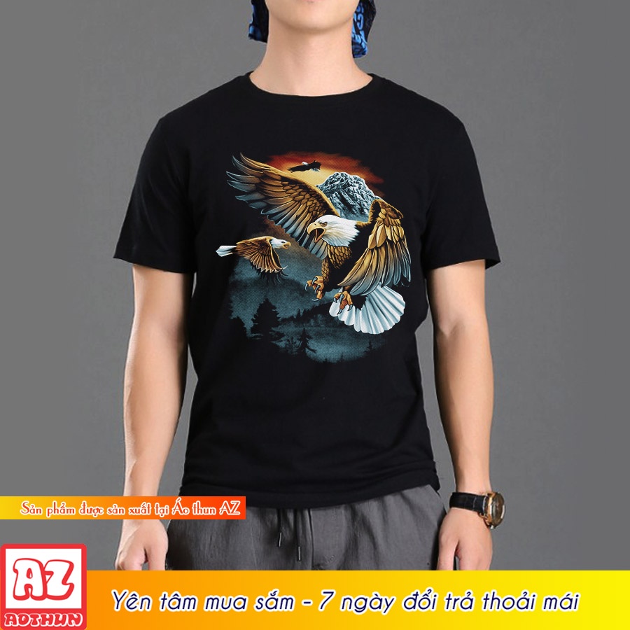 Áo thun nam in hình đại bàng 3d thái lan - bigsize 5XL 6XL 7XL M2988