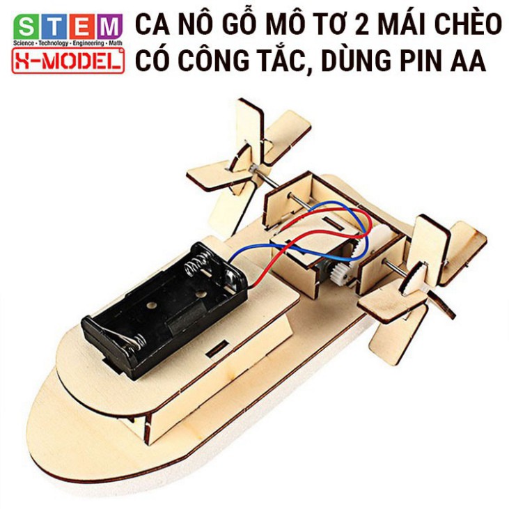 H67 Đồ chơi thông minh STEM Ca nô gỗ mô tơ mái chèo X-MODEL ST68 đi được trên nước cho bé, Đồ chơi trẻ thơ 4 GU14