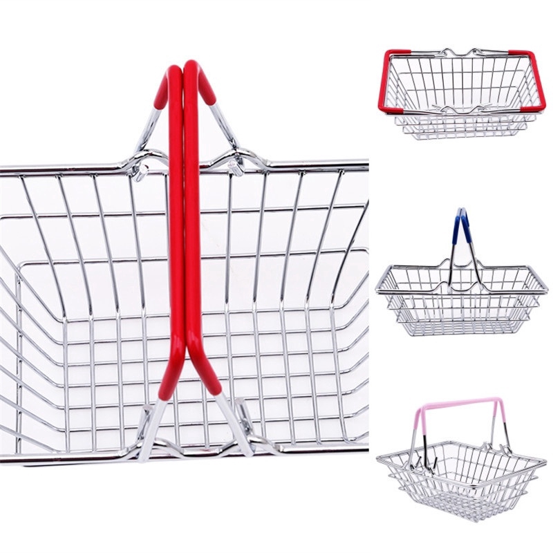 Giỏ đi siêu thị mạ crom dùng để trang trí