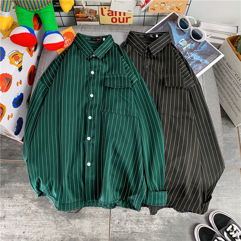 Áo sơ mi dài tay kẻ sọc thời trang Hàn Quốc dành cho nam cỡ M-3XL