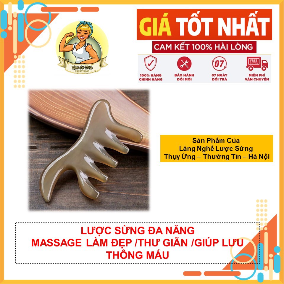 Lược sừng đa năng (Size: M - 11cm) - Massage làm đẹp - thư giãn - lưu thông máu - giảm nhức đầu