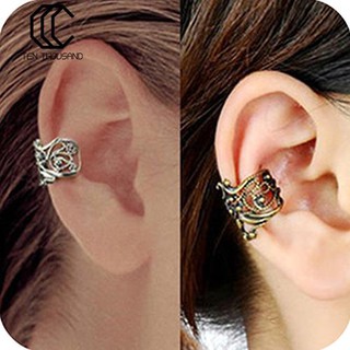 T 💎Retro Punk Hollow Out Engraving Ear Cuff Clip Charming Ear-Hook Earring