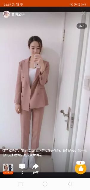Ảnh thật 5 hình cuối-Set áo blazer kèm quần Tây  thời trang công sở cao cấp