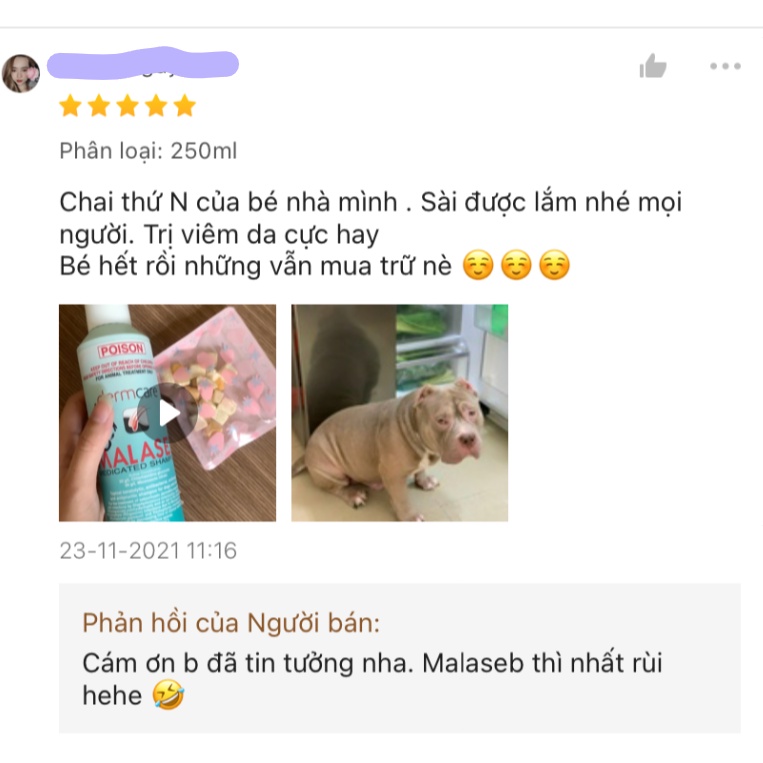 Sữa tắm nấm và viêm da cho chó mèo Malaseb