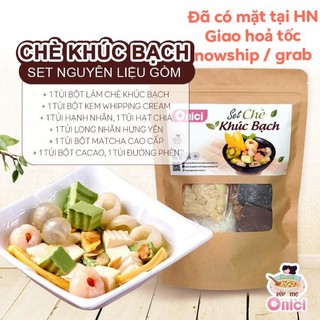 SET CHÈ KHÚC BẠCH NẤU 20 CHÉN - nguyên liệu nấu chè đầy đủ long nhãn hạnh nhân matcha cacao whipping gelatin hạt chia