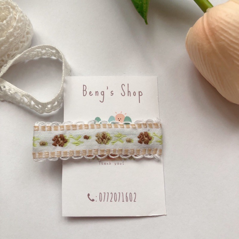 Kẹp tóc thêu hoa handmade🌷
