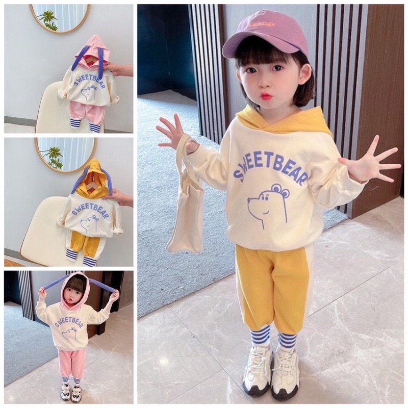 [ MÃ PINKSALE1 giảm ngay 10k] Bộ tai thỏ có mũ nỉ mềm dành cho bé gái