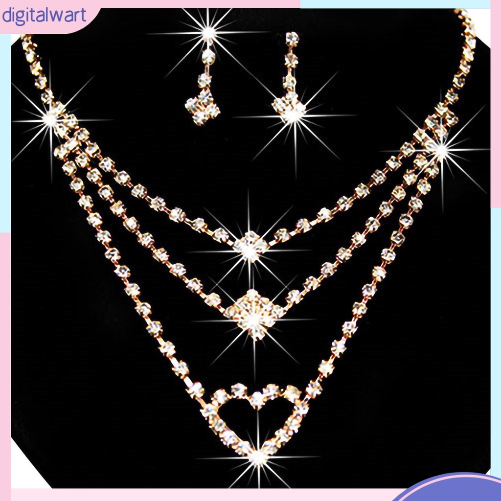 Bộ trang sức đính đá hợp kim hình tim xinh xắn