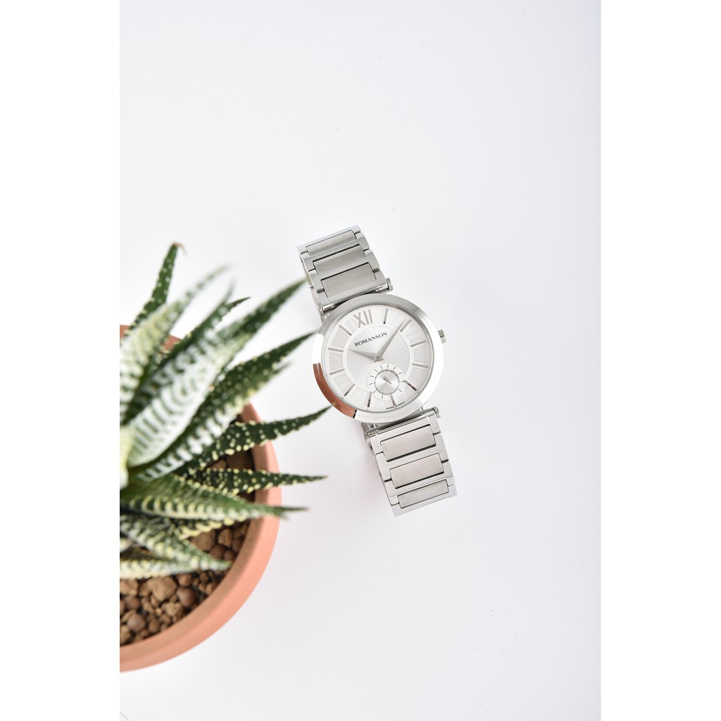 Đồng hồ Romanson Men Watch TM3238JMWWH nam mặt mỏng kính chống xước, máy Thụy Sĩ chống nước, dây thép cao cấp chính hãng