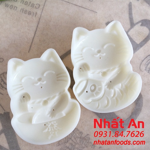 Khuôn trung thu 2 mặt Mèo May Mắn 50gr