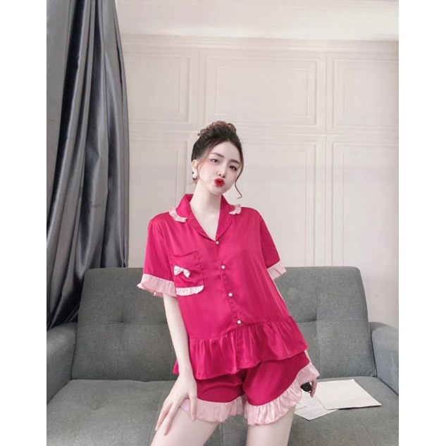 Đồ ngủ lụa phối tai bèo | BigBuy360 - bigbuy360.vn