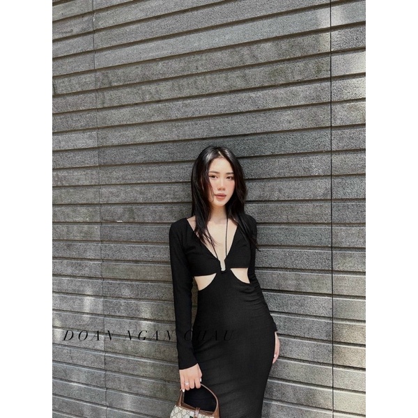 đầm yếm tay dài khoen U (7299) - CarotShop