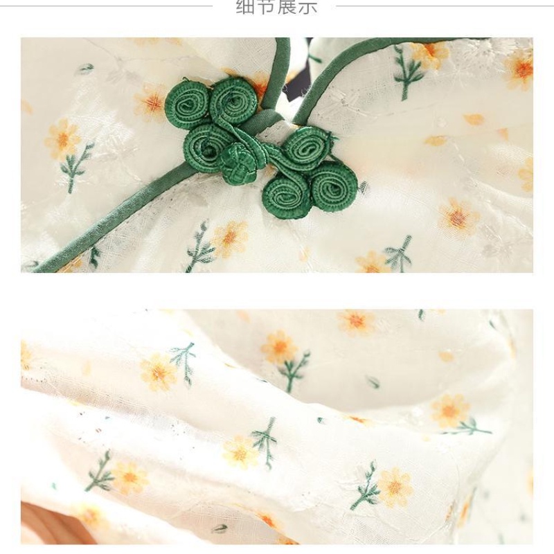 Sườn Xám Ngắn Tay In Hoa Thời Trang Mùa Hè Mới Dành Cho Bé Gái