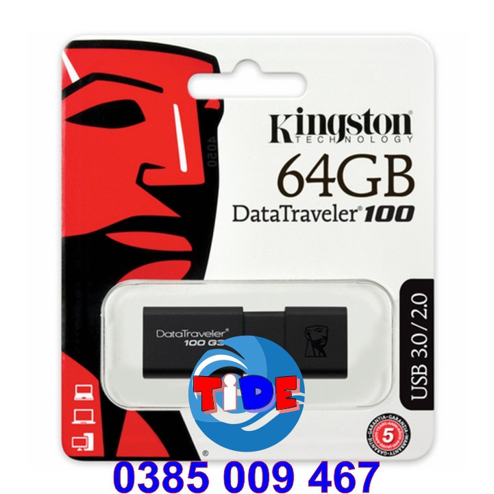 USB 3.0 Kingston 64GB – DataTraveler 100G3 – Chính hãng – Bảo hành 5 năm