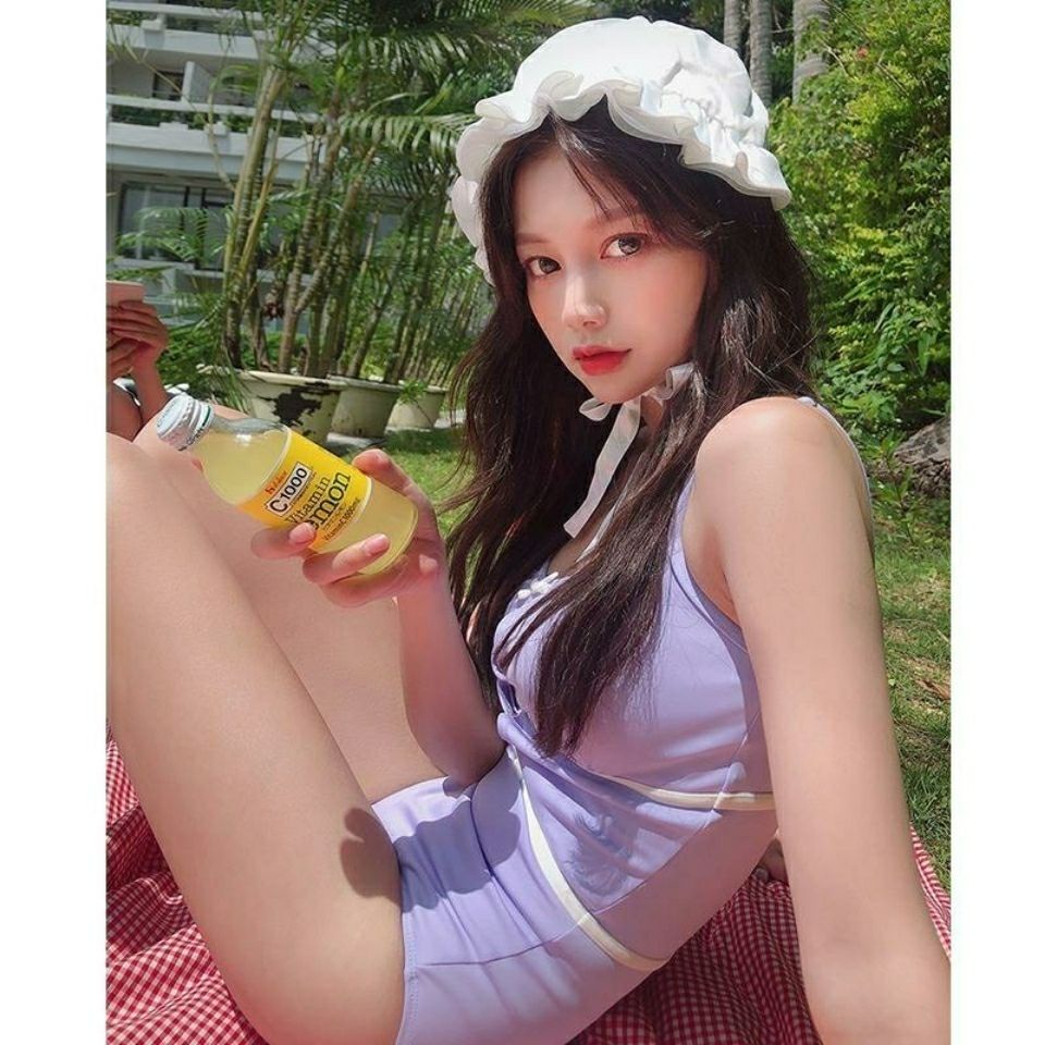 [Swimsuit] Bộ Đồ Bơi Một Mảnh Màu Tím Dáng Ôm Thời Trang Mùa Xuân Ngọt Ngào Dễ Thương Cho Nữ