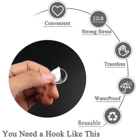 [Mới] [Ảnh] Set 20 Móc Treo Trần Nhà / Móc Treo Đồ Tự Dính Liền Mạch Hình Tròn Nhỏ