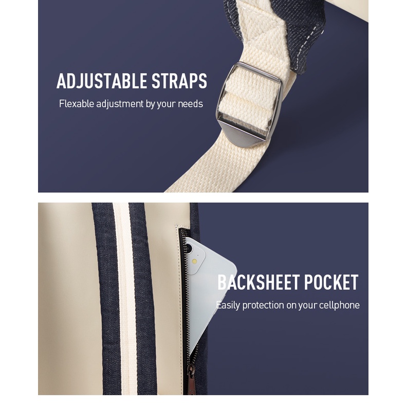 MAH Young Ba lô máy tính xách tay dành cho nữ Túi đeo vai phong cách Hàn Quốc Túi đi học không thấm nước sức chứa lớn