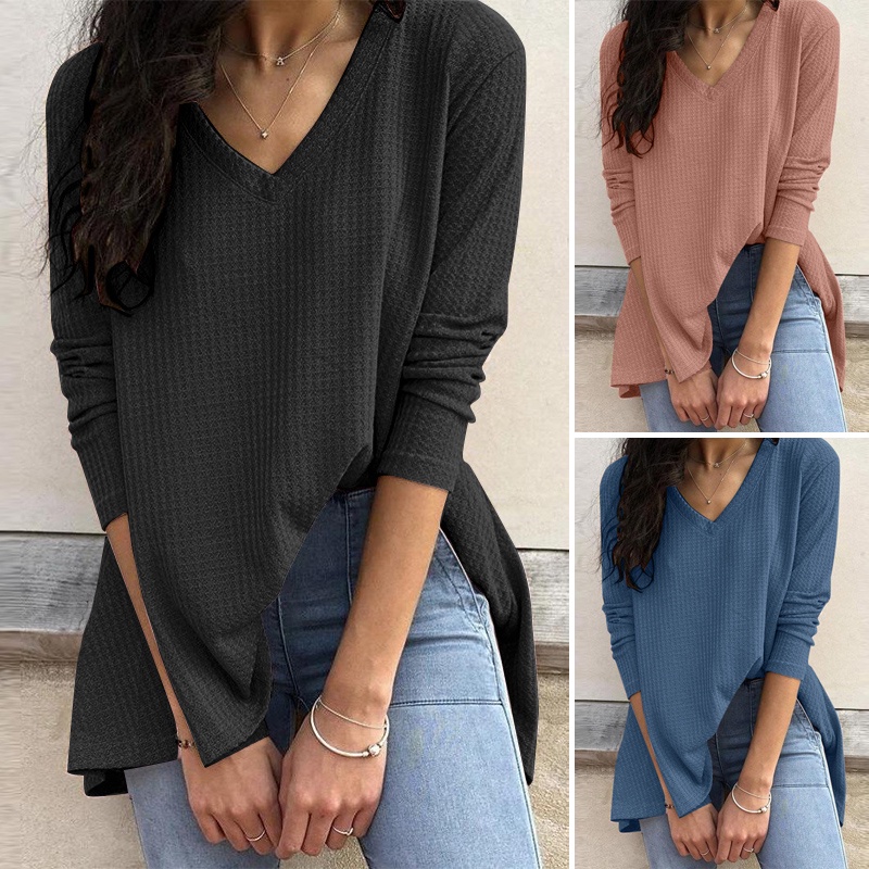 Áo kiểu ZANZEA dáng rộng cổ V dài tay thời trang vintage Châu Âu nữ tính