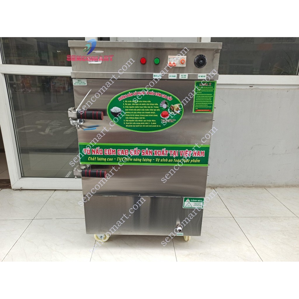 Tủ Nấu Cơm Công Nghiệp Bằng Điện 6 Khay Có Đồng Hồ Đo Nhiệt Hàng Việt Nam Chất Lượng Cao