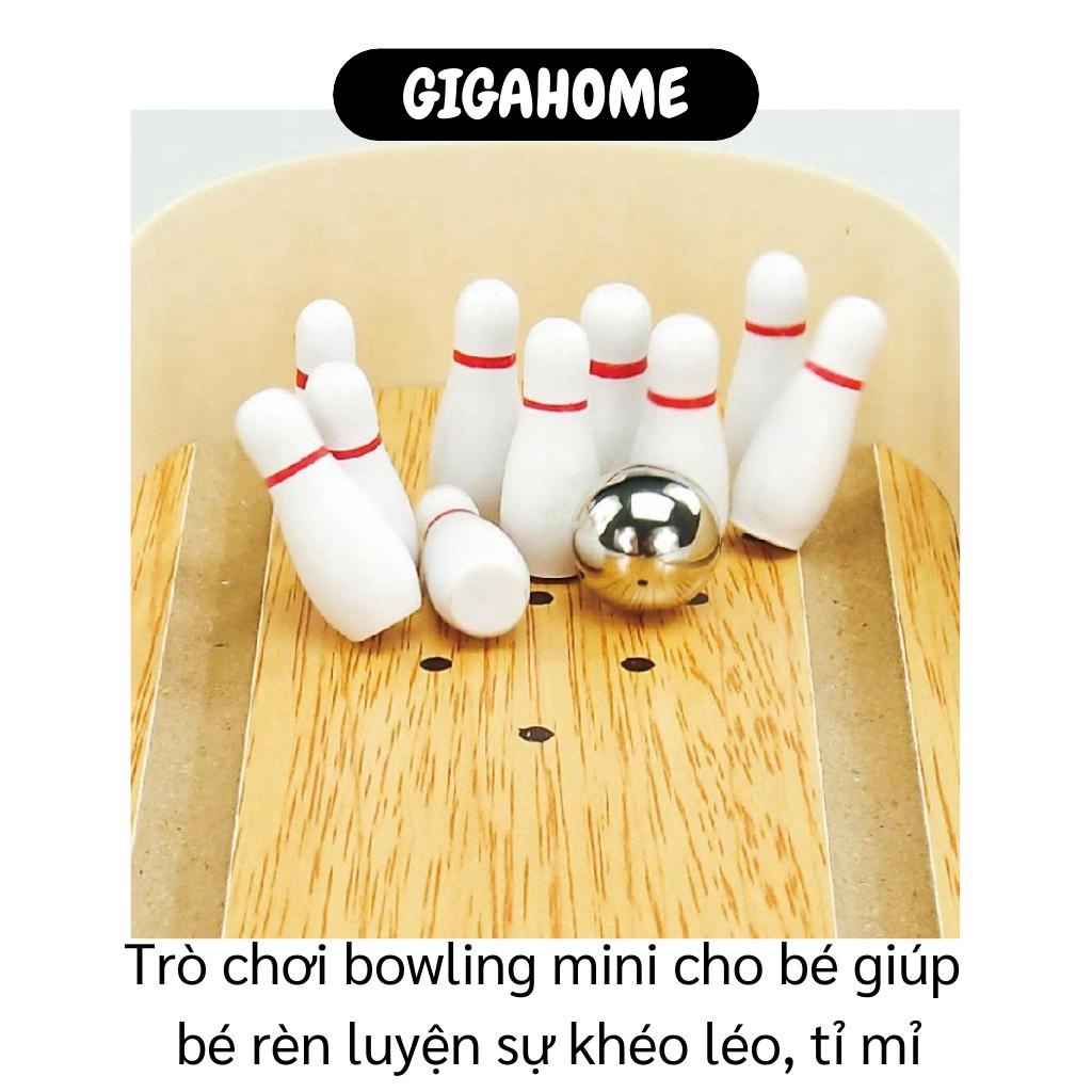 Bowling Cho Bé GIGAHOME Đồ Chơi Bowling Mini Bằng Gỗ Phát Ra Âm Thanh, An Toàn Cho Bé 6407