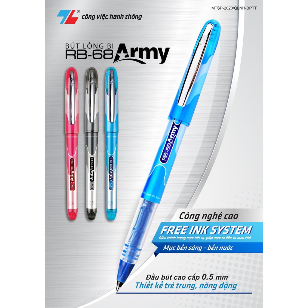 Bút lông bi Thiên Long RB-68 Army
