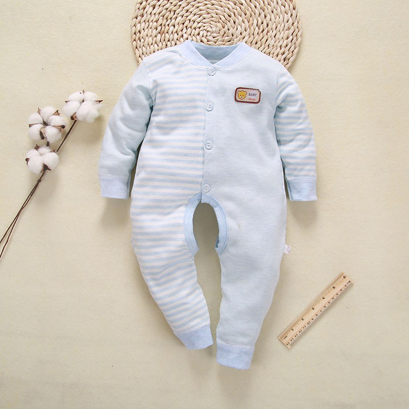 Bộ Áo Liền Quần Tay Dài Chất Liệu Cotton Thời Trang Mùa Đông Cho Bé