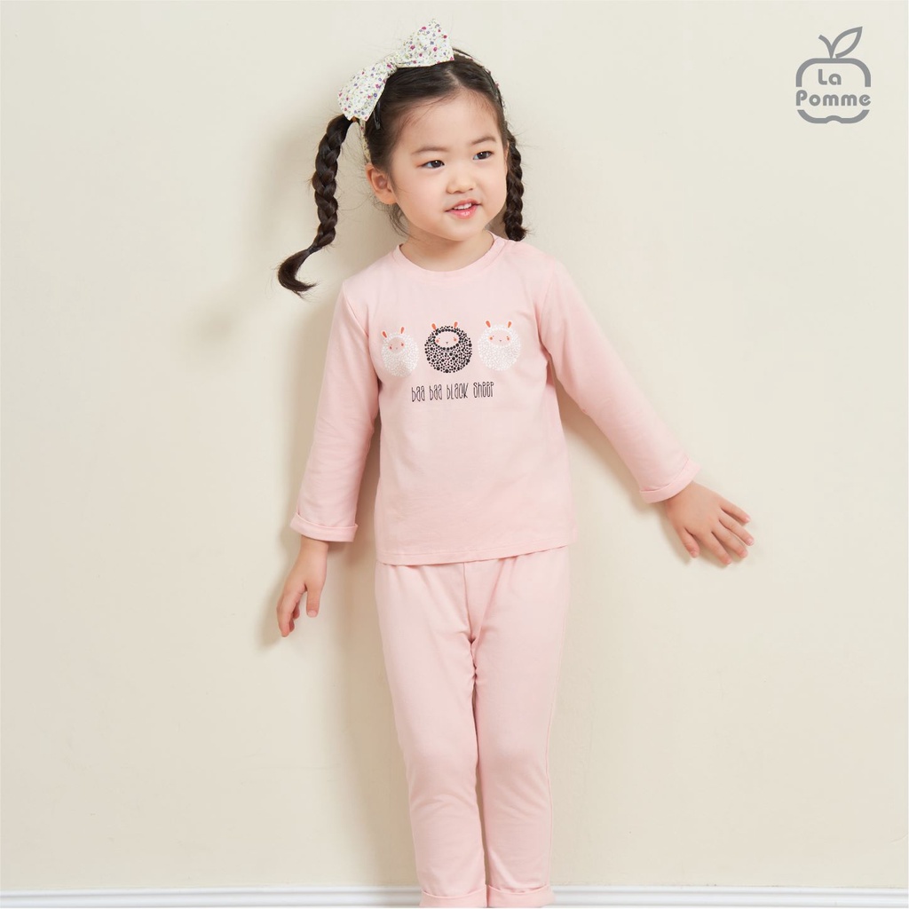 SL180 Bộ đồ dài tay ba chú cừu La Pomme - Hồng