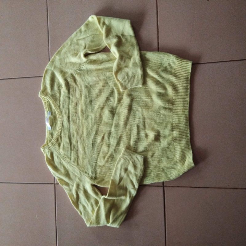 áo len màu vàng mơ độ mới cao 48-58kg vừa