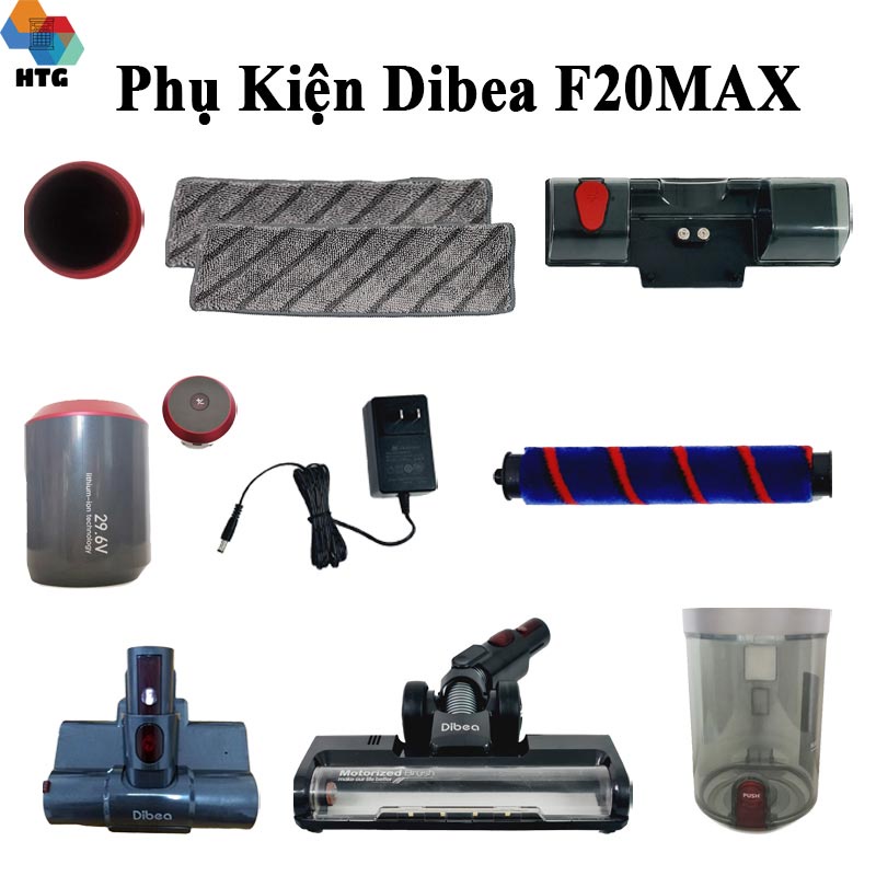 Phụ kiện máy hút bụi Dibea F20MAX thay thế, sửa chữa cho bộ lọc, hộp bụi, con lăn, đầu hút, khăn lau, két nước