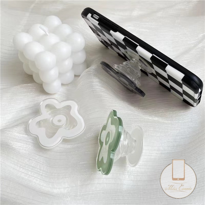 Giá Đỡ Điện Thoại Trong Suốt Hình Bông Hoa Màu Kẹo Có Thể Gập Lại