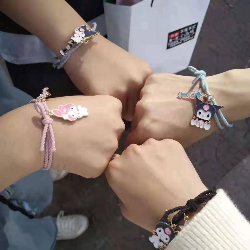 Set 2 Vòng Tay Dây Bện Mặt Hình Kuromi Melody Dễ Thương Cho Cặp Đôi