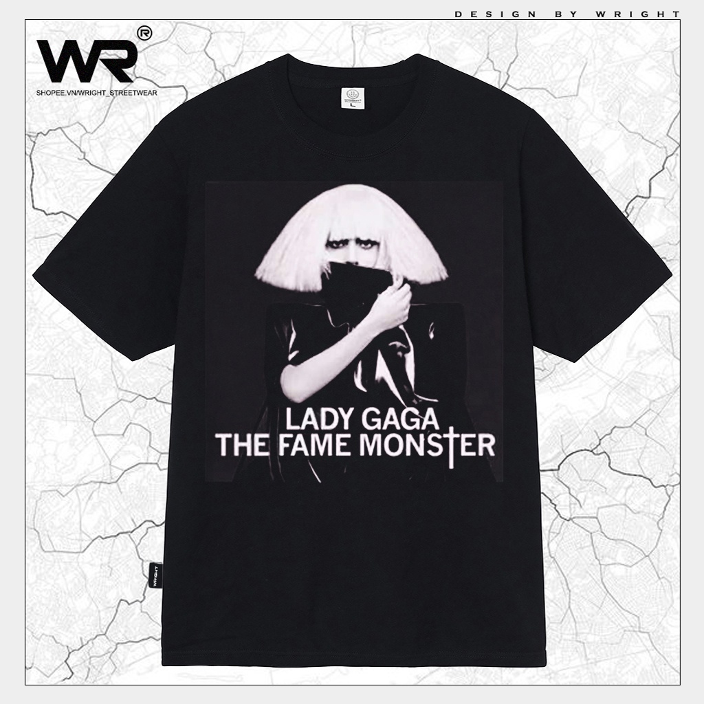 Áo thun Lady Gaga The Fame Monster wright ca sĩ cotton tay ngắn phong cách streetwear âu mỹ