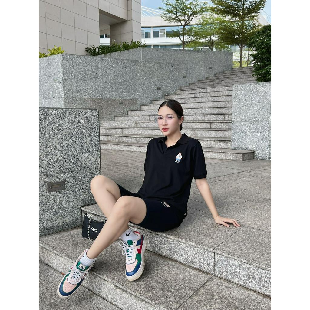 (HÀNG XUẤT XỊN) Áo thun Polo trắng &amp; đen logo thêu HG086 POLO WHOAU NEW   SIZE S M L  Full tag code