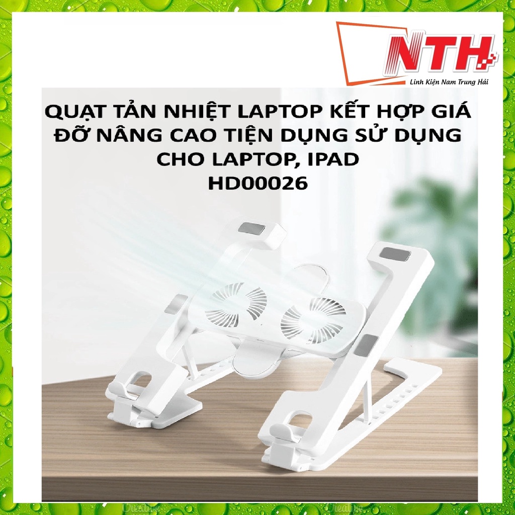 Quạt tản nhiệt laptop kết hợp giá đỡ nâng cao tiện dụng sử dụng cho Laptop, IPAD HD00026