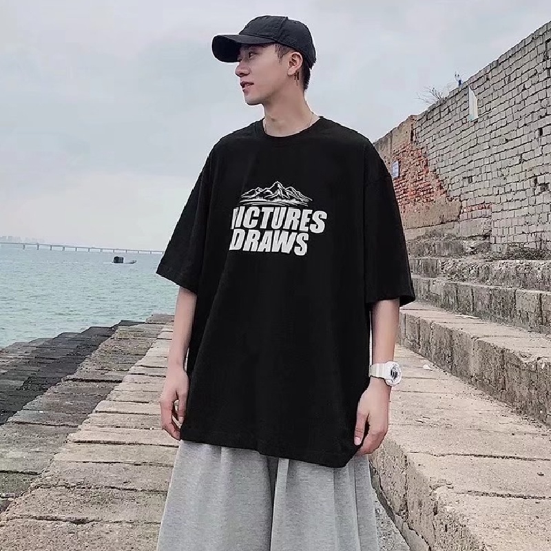 Áo Thun Tay Ngắn Dáng Rộng In Chữ M-8XL Thời Trang Cho Nam