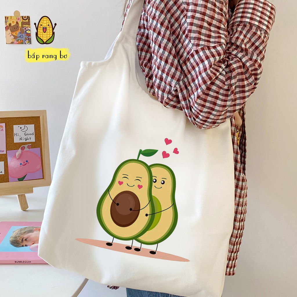 TÚI TOTE CANVAS QUẢ BƠ KHÓA ZIP - TÚI VẢI CANVAS CỰC BỀN