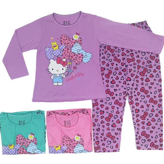 Bộ Đồ Ngủ Pijama In Hình Hello Kitty Cho Bé Gái 3 / 8 Tuổi / Pp01