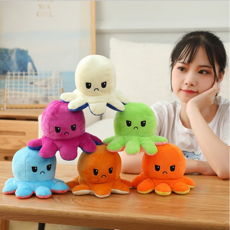 Bạch Tuộc Nhồi Bông Hai Mặt Mềm Mại Có Thể Đảo Ngược Giúp Giảm Căng Thẳng Màu Sắc