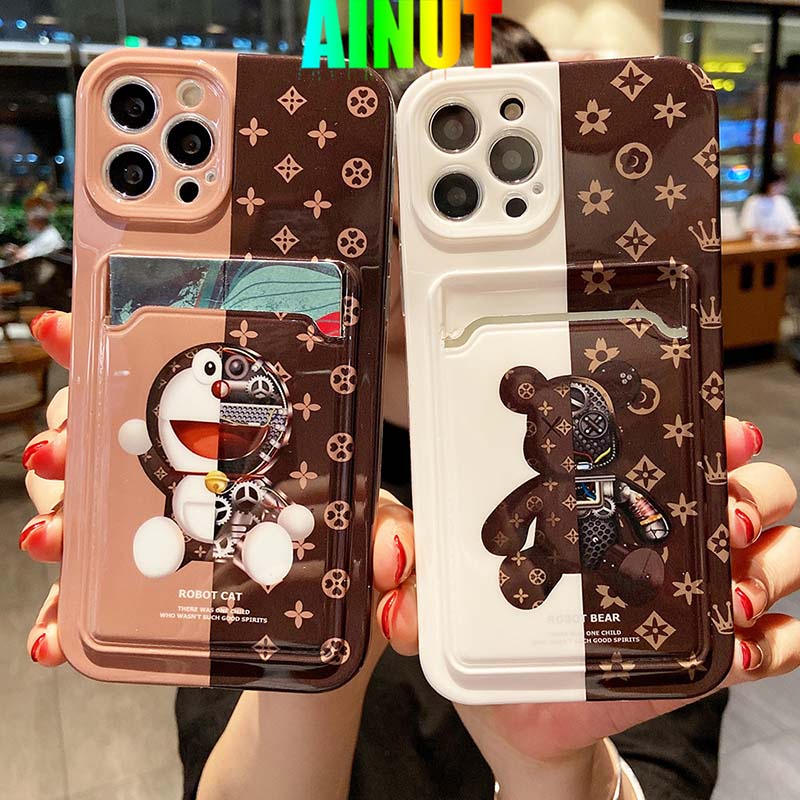 Ốp điện thoại silicon TPU mềm chống sốc chống bụi hình gấu robot cho iPhone11 12 13 Pro Max 7 8 Plus X XS XR XSMAX