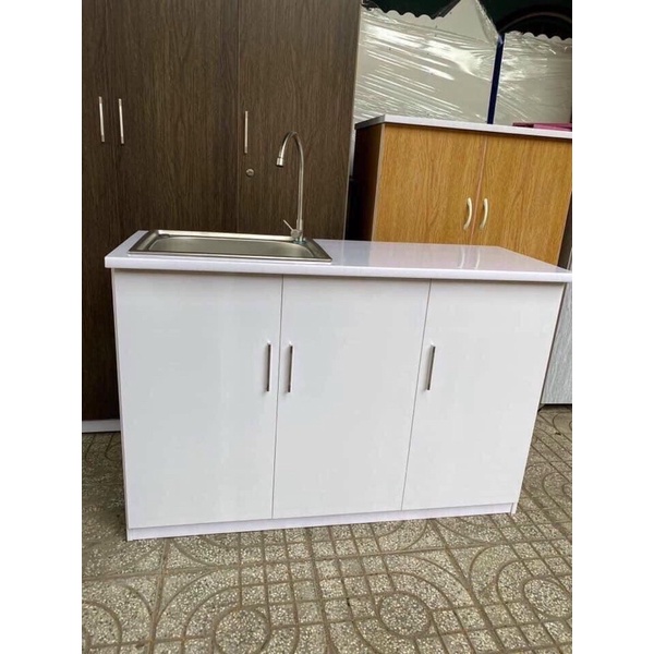 Tủ bếp Mini giá rẻ nhựa Đài Loan mặt nhựa chinhuei cao 80 ngang 1m02 mặt 51cm, có bồn rửa