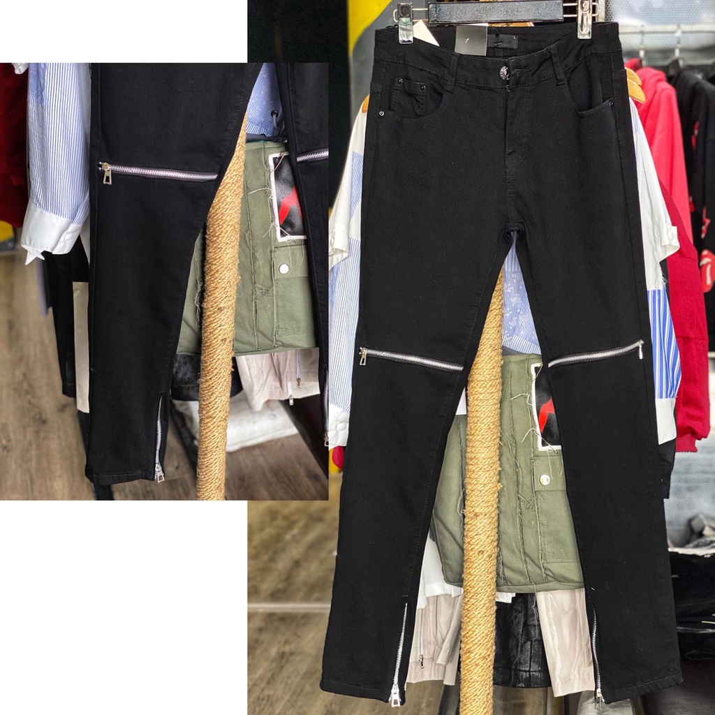 Jeans phối zip - Quần bò phối khóa kéo