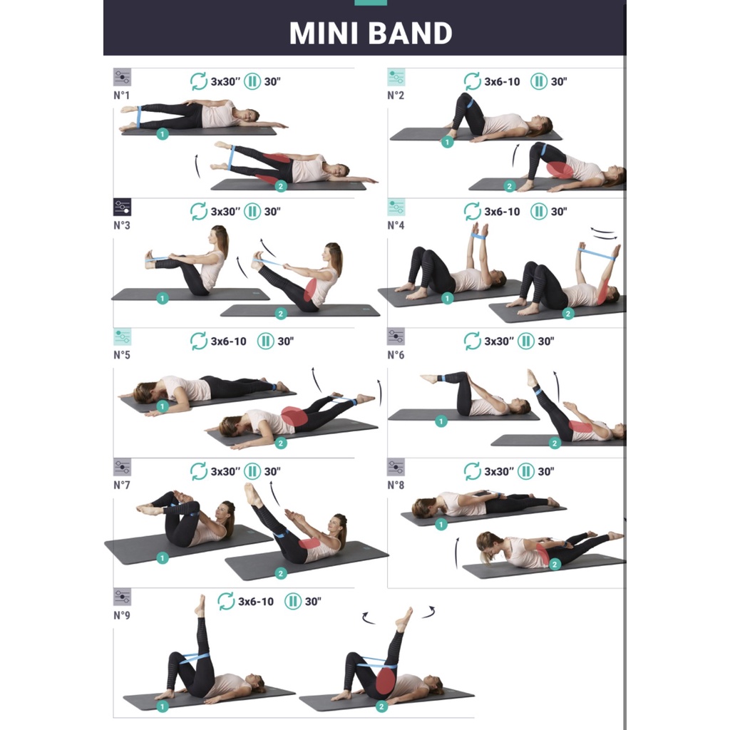Dây kháng lực mini tập pilates luyện tập cơ dẻo dai, giảm cân, tăng cơ  - Mức kháng lực thấp, trung bình, cao