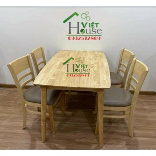 Bộ bàn ăn 4 ghế gỗ cao su 1m2