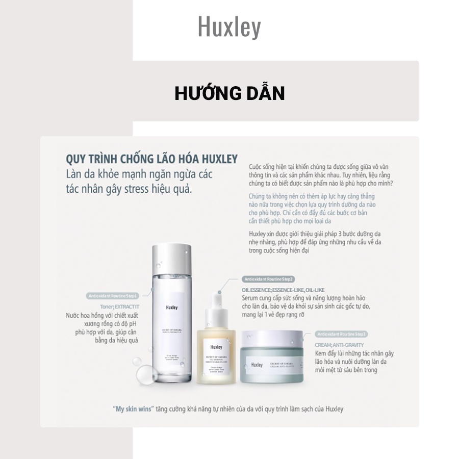 Set 3 món dưỡng da chống lão hóa Huxley Set Antioxidant Trio 200ml