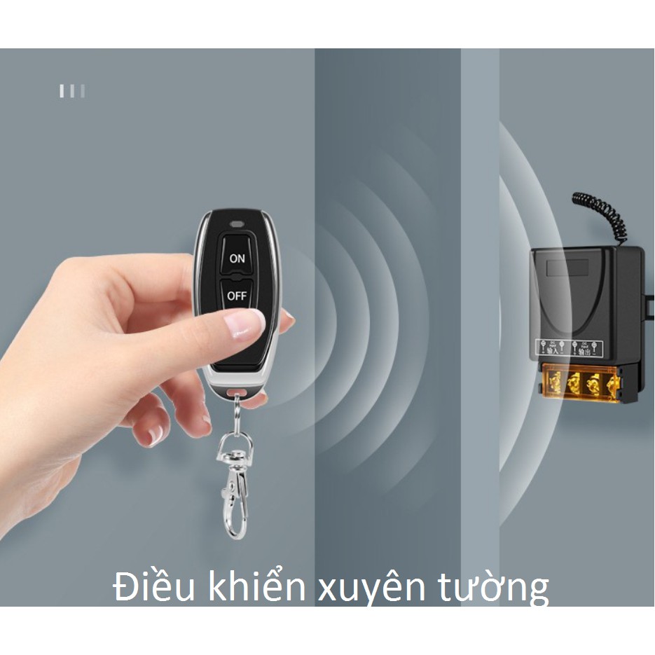 Công tắc điều khiển từ xa RF kèm Remote 100m, 12V - 220V, 14 chế độ (11 chế độ hẹn giờ đếm ngược)
