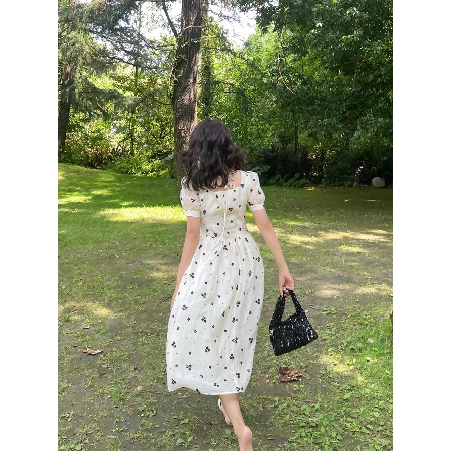 Váy hoa nhí cúc bọc đan dây eo dáng xòe