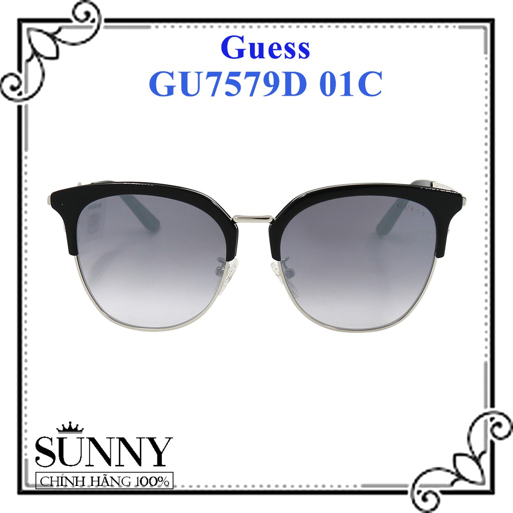 GU7579D 01C - kính mát Guess chính hãng Italy, sp kèm tem thẻ bảo hành toàn quốc, thiết kế dễ đeo bảo vệ mắt